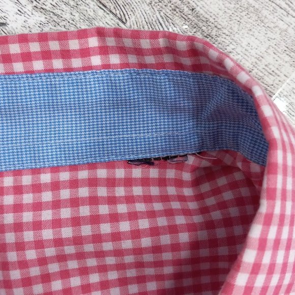 Chaps Shirt Men's Medium Button Up Pink Plaid Short Sleeve Dadcore Camp Outdoor - Picture 7 of 12